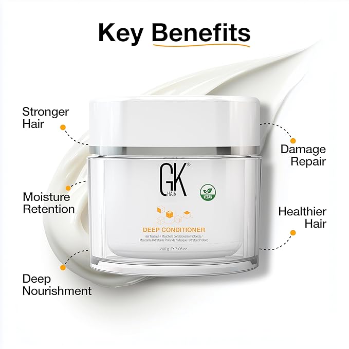 GK HAIR Vegan Deep Conditioning Hair Mask (7.05 Fl Oz/200 g) Intense Hydrating Repair Treatment Mask for Dry Damaged Color Treated Frizzy Hair Restoration Formula with JOJOBA Seed Oils