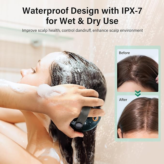 arboleaf Scalp Massager Electric, Portable Head Massager Scalp Stress Relax, Waterproof 6 in 1 Hair Massage with 8 Removable Claws, Rechargeable Hair Head Scratcher, Gifts for Her Him