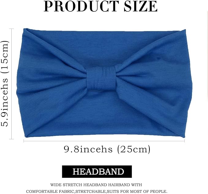 Olbye Wide Headbands Women Knotted Turban Headband Elastic Non Slip Hairbands Yoga Workout Head Wraps Running Sweatbands Boho Head Bands Fashion Hair Accessories for Women Pack of 6