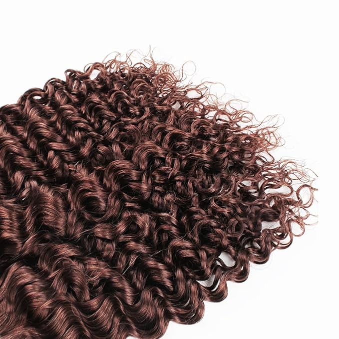 Brown Curly Bundles Human Hair Color 4 Bundles 26 28 30 Inch Niegmeag Peruvian Virgin Soft and Skily Remy Hair Extensions Chocolate Brown Color
