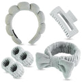 7 Pcs Spa Set, Facial Headband and Wristband Set, Skincare Accessories, College Style Girl Idea Gifts, Hair Accessories for Women and Girls（Grey）