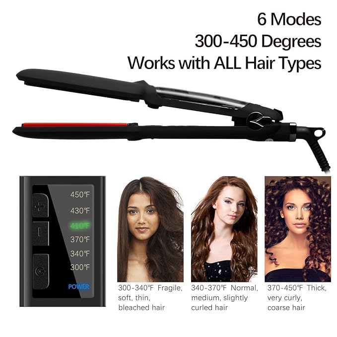 DORISILK Steam Hair Straightener and Curler Iron 2 in 1, Professional Salon Infrared Flat Iron Wide Tourmaline Ceramic Plate, Vapor Straighteners for Hair 450 Degrees Adjustable Temp, 2 Inch Black