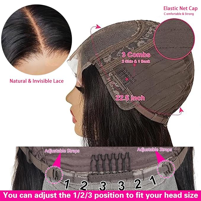 Wear and Go Glueless Bob Wig, 10 Inch, 180% Density, Human Hair, Natural Black, No Shedding, No Tangle, Adjustable Elastic Cap