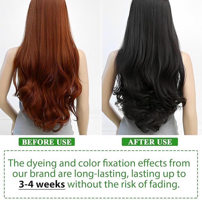 ALIVER Hair Dye Shampoo (Black) - 3-in-1 Natural Herbal Essence: Coloring, Nourishing, and Hair Growth Promoter - 500ml, Hypoallergenic and Harmless for Scalp Care