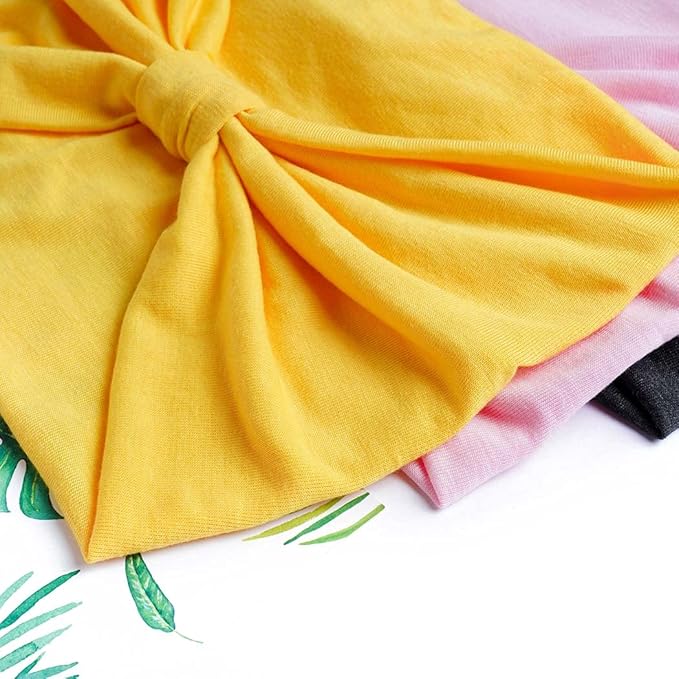 Wide Headbands Stretch Turban Knotted Hairbands Elastic Yoga Workout Sweatband Running Sport Head Scarf Large African Head Wraps for Women 4 Pcs (Set D)