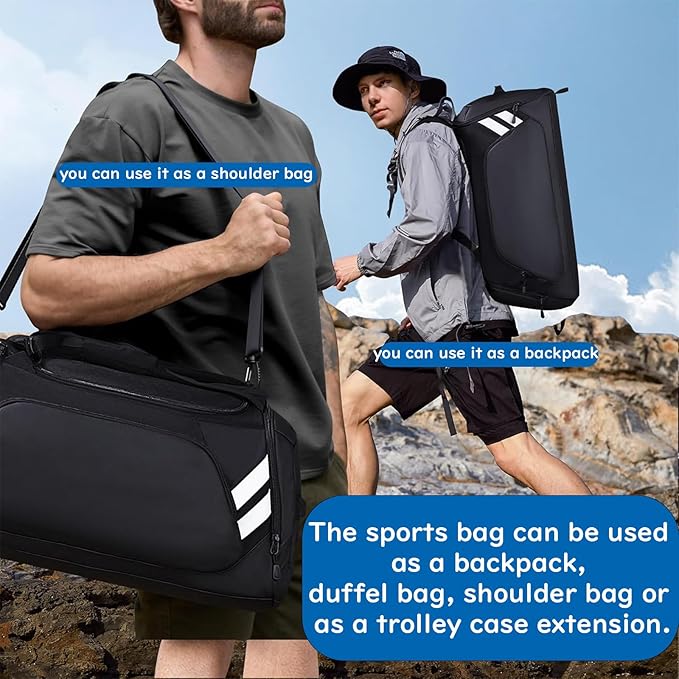Gym Bag for Men and Women, 58L Large Travel Bag with Shoes Compartment and Wet Pocket,Sports Bag for Training,Sauna,Fitness, Swimming, Sports, Traveling