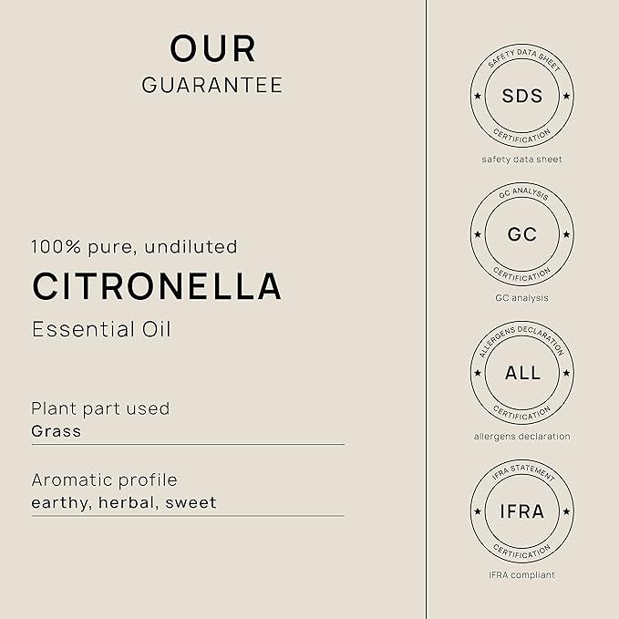 VINEVIDA Citronella Ceylon Essential Oil - Gallon Undiluted - Bulk Essential Oil for Soap Making, Safe for Skin, DIY Candle Scents, Candlemaking Scents - 8 lbs
