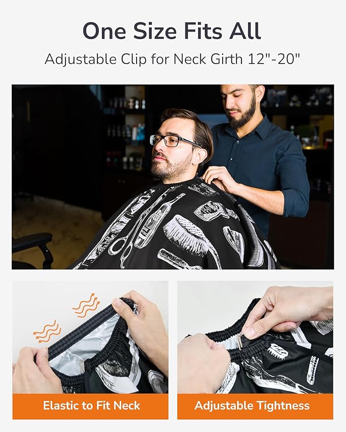 ULG Professional Hair Cutting Cape with Neck Duster Brush Waterproof Extra Large Size Salon Barber Cape Haircut Cape for Men