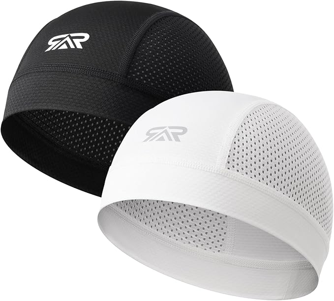 SUNMECI 2 Pcs Cooling Breathable Mesh Skull Cap for Men Women Lightweight Quick Dry Cycling Moto Helmet Hard Hat Liner