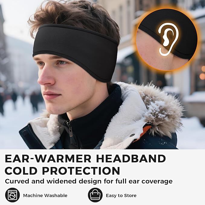 Winter Warmers Headbands for Women Men Soft Cold Weather Ear Headband Fleece Ear Muffs for Running Cycling Ski Hike