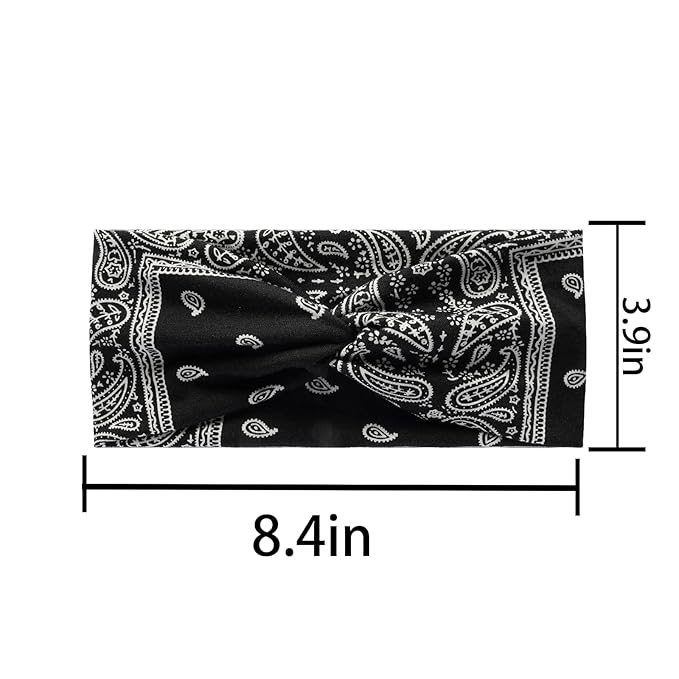3 Pack Headbands for Women - Short Hair Bandana Headbands, Non Slip Elastic Sweat Hairbands, Soft Fabric Hair Wraps for Girls - Suitable for Workout, Yoga, Running & Sport