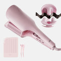 Hair Waver LENA S16 Beach Waves Curling Iron, Hair Tool for Women with 3 Titanium Ceramic Barrels, Anti-Scald Protection, Smart Timer & Adjustable Temps, Dual Voltage, 1.25 Inch, Pink