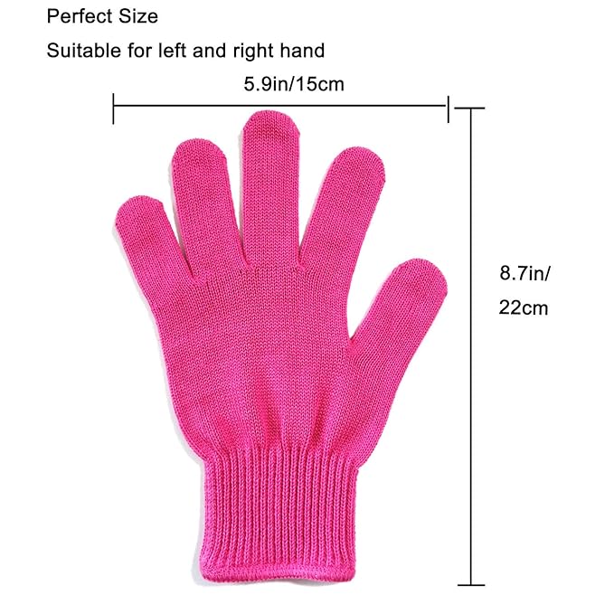 Lessmon Professional Heat Resistant Glove for Hair Styling Heat Blocking for Curling, Flat Iron and Curling Wand Suitable for Left and Right Hands, 1 Piece, Pink