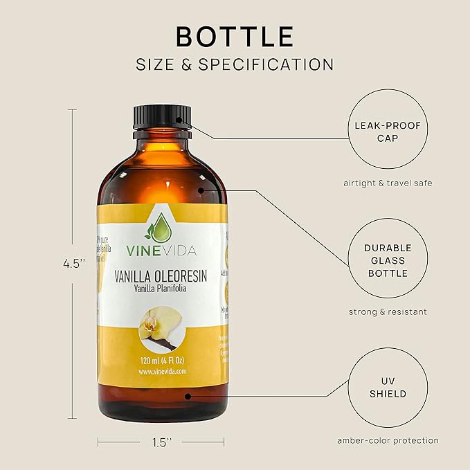 VINEVIDA Vanilla Oleoresin Undiluted 4 oz Essential Oil - Pure, Vegan, and Sustainable