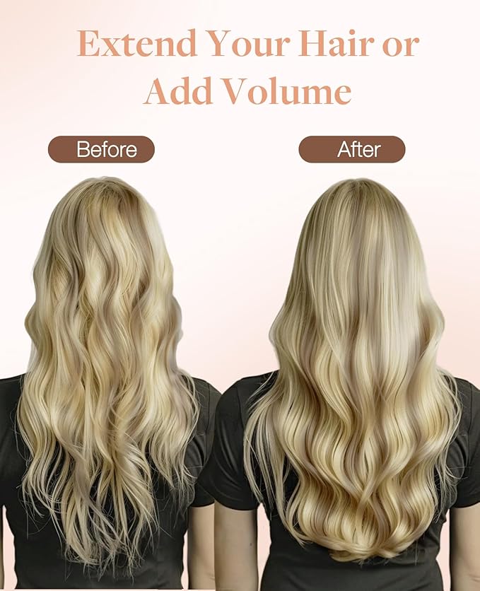 GOO GOO Invisi Edge Tape in Hair Extensions Human Hair, 18A/613A Dark Blonde Highlighted Bleach Blonde 20pcs 10inch 30g, Virgin Remy Hair, Seamless Injected Tape, Natural Look