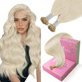 YoungSee I Tip Hair Extensions Human Hair Blonde Itip Hair Extensions Platinum Blonde 20 Inch 50s 50g Invisible I-Tip Extensions Add Length and Volume