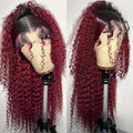 Burgundy Wig Human Hair Deep Wave 13x6 Lace Front Wigs Human Hair 250% density Pre Plucked 1B 99J Deep Wave Wigs Human Hair Wet and Wavy Curly Ombre Lace Frontal Wig Human Hair