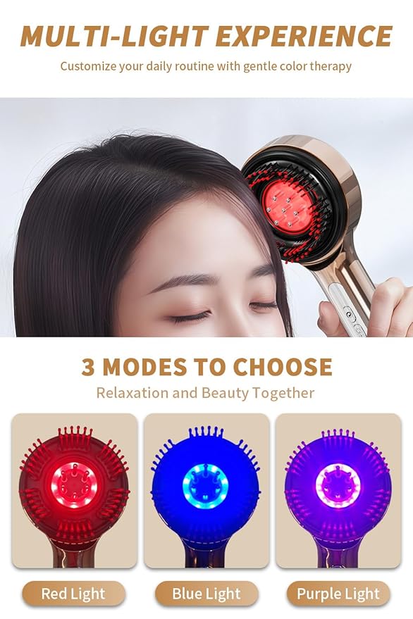 All-in-One Upgrade – 3-in-1 Electric Scalp Comb with Oil Applicator, Detangling Hair Brush, IPX7 Waterproof, Cordless Portable Design