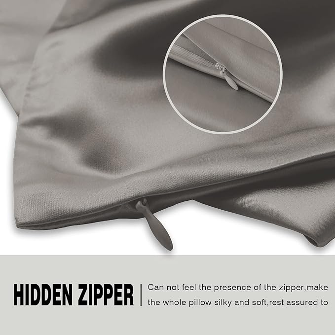 Silk Pillowcase for Hair and Skin,Soft,Breathable and Sliky 100% Silk Pillowcases King Set of 2,Both Sides Natural Mulberry Silk Pillow Cases with Hidden Zipper(King Size 20"X 36",2pcs)