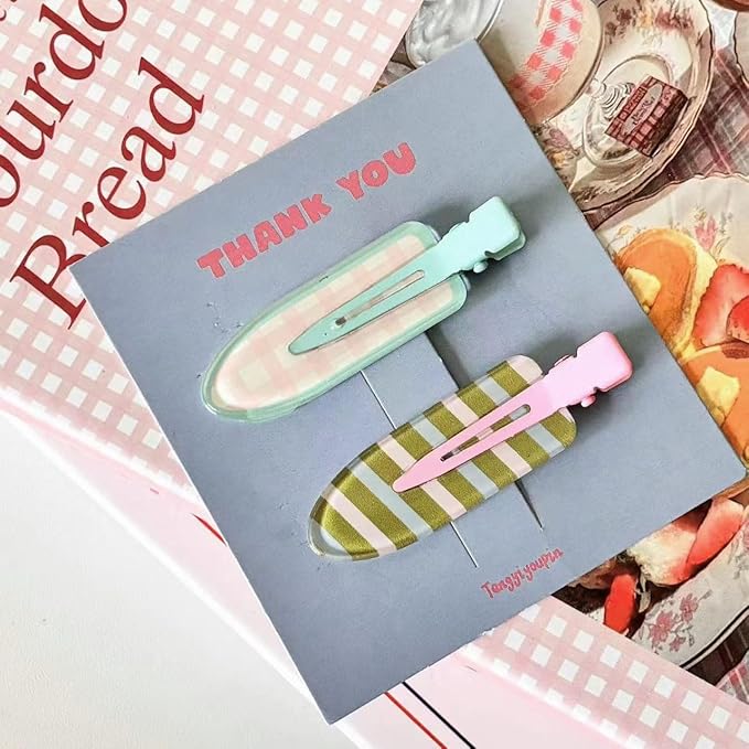 2 Pcs Cute fruit hair clip for Women Girls thick,thin hair.No Bend No Crease Hair Clips for styling sectioning hair barretters fine (Sea salt avocado)