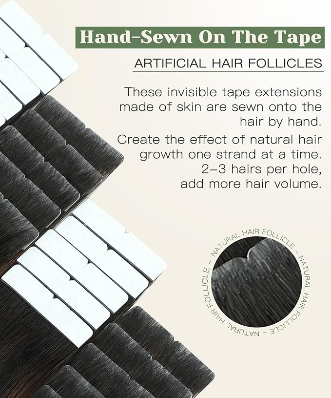 SURNEL Invisible Tape in Hair Extensions 20 Inch Natural Black to Medium Brown and Caramel Blonde Injected Tape in Extensions Human Hair 20 Pcs 45g(#1B427,20)