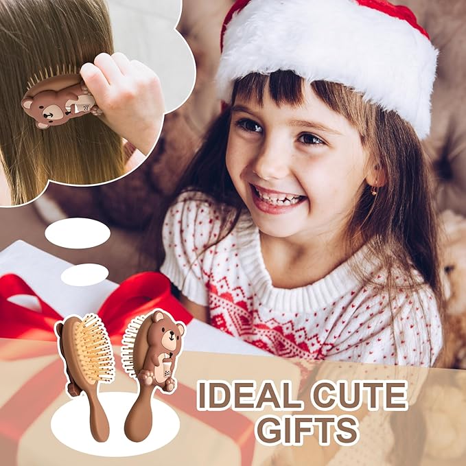 Mini Toddler Hair Brush Detangler Brush Kids Detangling Hairbrush Soft Massage Comb Small Travel Hair Brush for Thick Curly Thin Long Short（Brown）