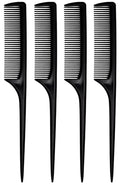 4 Pcs Rattail Combs for Women -Fine Tooth Styling Comb with Ergonomic Handle, Anti-Static Heat-Resistant Professional Hair Parting Tools for Smooth Detangling, Updos & Salon-Perfect Hairstyles.