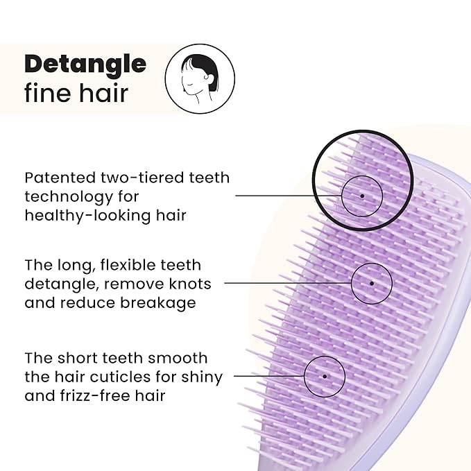 Tangle Teezer Fine & Fragile Ultimate Detangler Brush, Dry & Wet Hair Brush to Detangle & Reduce Breakage, Hypnotic Heather