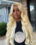 Real Hd 613 13x6 Lace Front Wig Human Hair Pre Plucked Bleached Knots 200% Density 0.10mm Ultra-Thin Invisible Lace Blonde Wig Human Hair Body Wave For Women 24 Inch