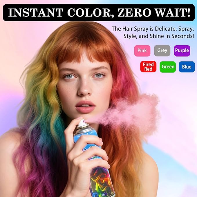 Fire Red Temporary Hair Color Spray for Kids Women, One-Day Temporary Hair Dye Spray Washable Hair Color Wax Non-Sticky For Christmas, Cosplay DIY, Party, Halloween, Crazy Hair Day (FireRed)