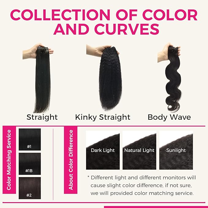 Lashey Clip in Hair Extensions, Kinky Straight 16 Inch 7pcs 120g #1B Natural Black Remy Human Hair Extensions Natural Thick Clip in Hair Extensions for Black Women