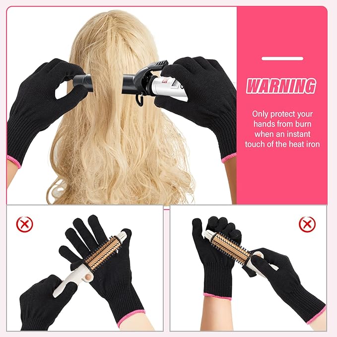 Suhine 20 Pcs Professional Heat Resistant Gloves for Hair Styling Curling Heat Resistant Work Gloves