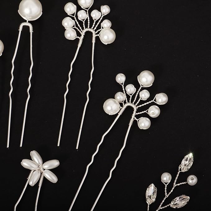 14 Pieces Bride Hair Pins Rhinestones Hair Accessories for Women Crystal Wedding Hairpiece for Bridesmaids