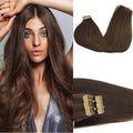 GOO GOO Tape in Hair Extensions Human Hair, 4A Chocolate Brown, 26inch 60g 20pcs, Skin Weft Seamless Invisible, Silky Straight with Thick Ends, Remy Human Hair