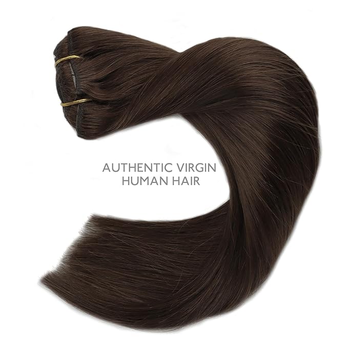 WENNALIFE Clip in Hair Extensions Real Human Hair, 18 Inch 120g 7pcs Human Hair Extensions Clip In Human Hair, Chocolate Brown Hair Extensions Clip In Real Hair Coloured Remy Human Hair Extensions