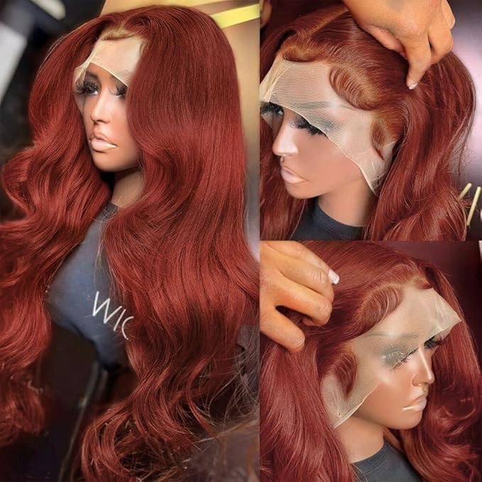 30 Inch Ginger Wig Human Hair 13X4 HD Transparent Lace Front Wigs Human Hair Pre Plucked with Baby Hair Chestnut Brown #33 Human Hair Wigs For Women