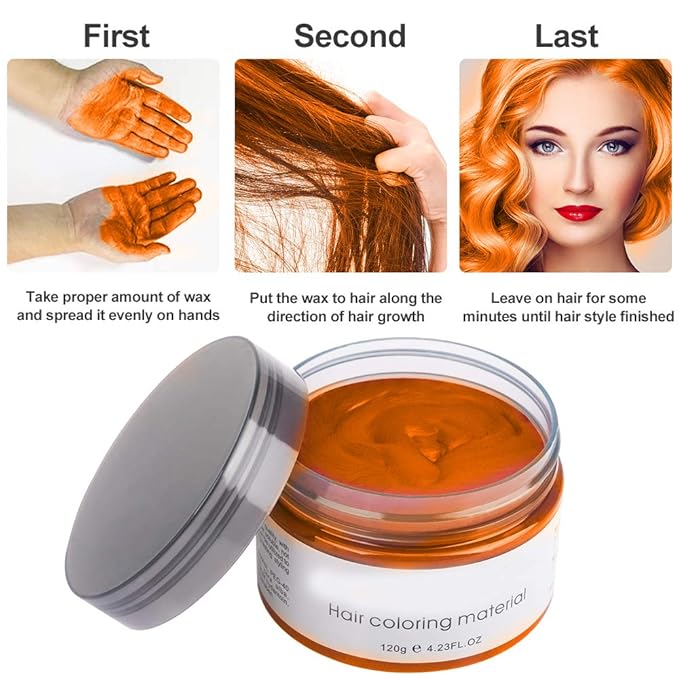 Orange Hair Spray Color Temporary, Hair Color Spray Wax, Ash for Cosplay, Party, Masquerade, Halloween (1 Pack)