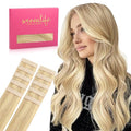 WENNALIFE Tape in Hair Extensions Human Hair Light Blonde Highlighted Golden Blonde Tape in Extensions, 10pcs 30g 26 inch Remy Invisible Tape Ins Straight Soft Real Human Hair Tape in Extensions
