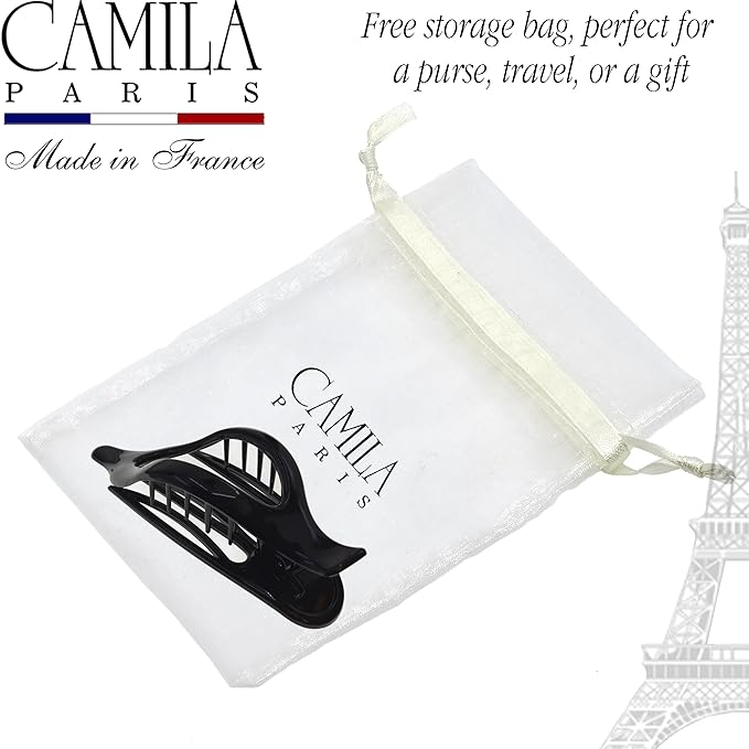 Camila Paris CP2388 French Hair Clips, Large Side Slide Hair Clips for Long Curly Wavy Hair, Strong Hold No Slip Grip, Girls Hair Claw Clips for Women, Styling Girls Hair Accessories, Made In France