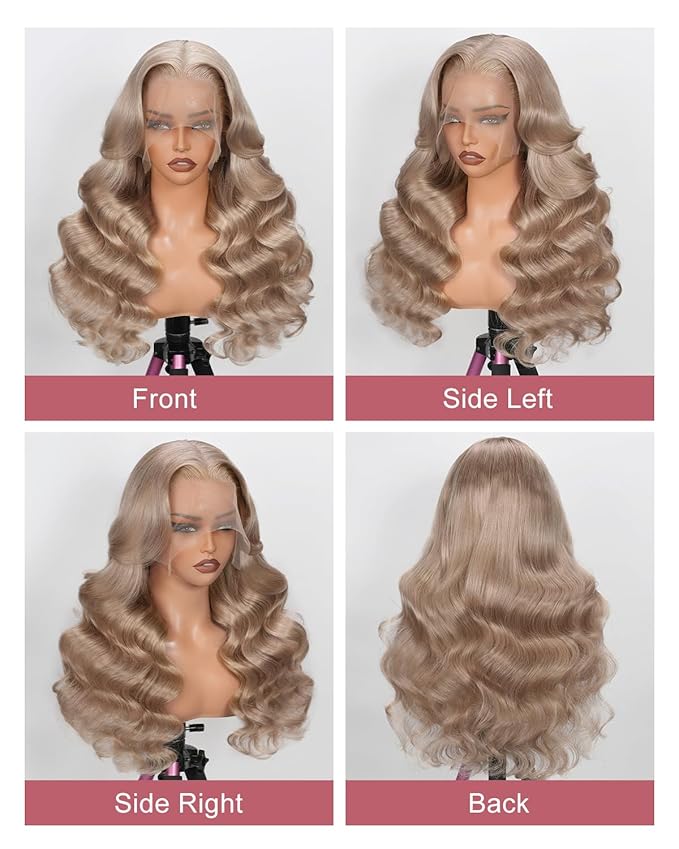 Alididi Ash Blonde Wig Human Hair 180% Density Milk Tea Ash Blonde Wig 13x6 Body Wave Hd Thin Lace Front Wigs Human Hair Full And Thicker Pre Plucked Pre Cut Natural Hairline With Baby Hair 26 inch
