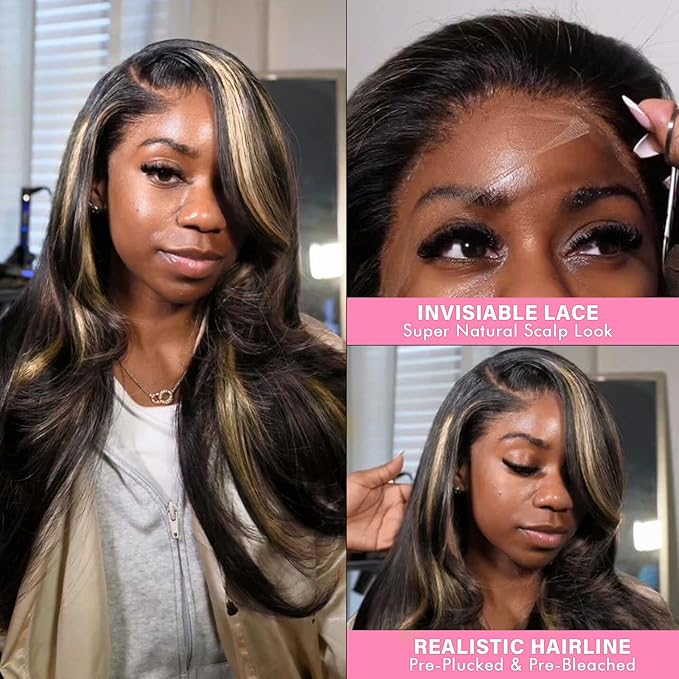 WOWANGEL 13x6 HD Lace Front Wigs Human Hair Body Wave Pre Plucked SKINLIKE 0.1mm Extremely Thin Real HD Lace Front Wigs 180% Density Glueless Human Hair Wigs for Women 24 Inch