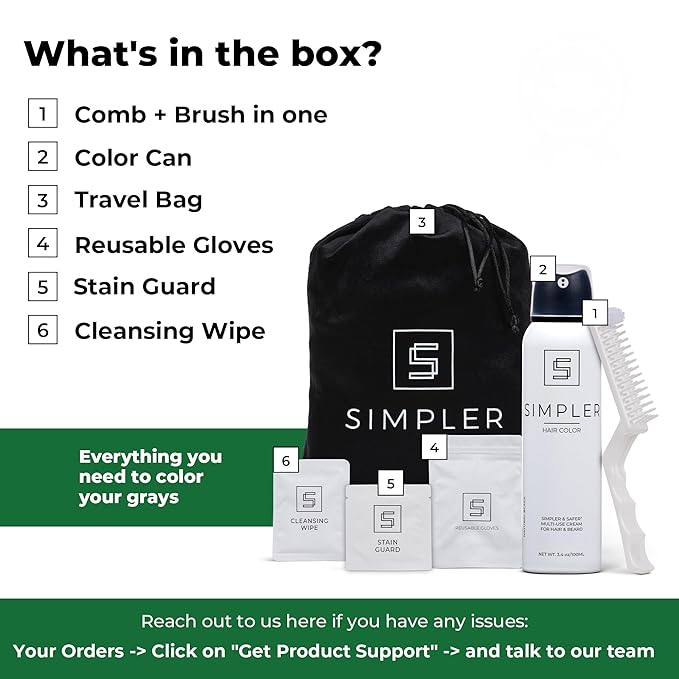 Simpler Hair Color for Men Kit for Full Gray Coverage - Ginger Men’s Hair Dye - Easy Hair or Beard Dye for 100% Gray Coverage - Ammonia Free Hair Color, Beard Coloring for Men