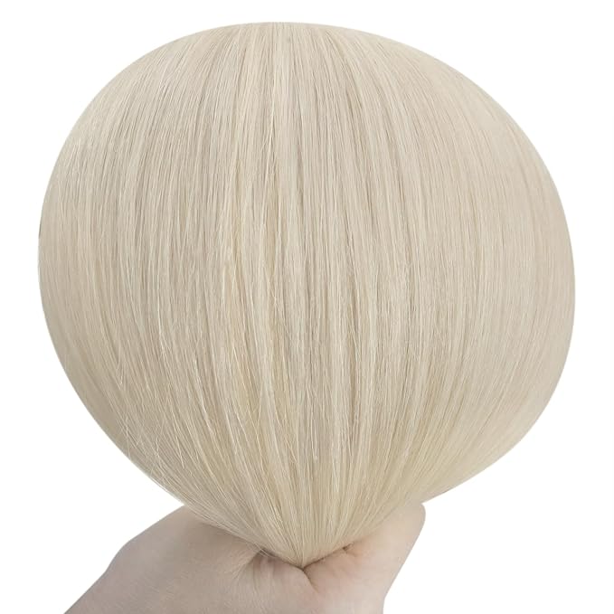 YoungSee Clip on Hair Extensions White Blonde Clip in Hair Extensions Human Hair Platinum Blonde Long Straight Hair Extension Clip ins 22In 120G 7Pcs