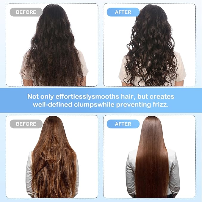 Curly Hair Brush & Curl Defining Brush – Easily Detangles Knots with Less Pulling – Styles Wet or Dry Hair, Tames Frizz for All Curl Types (Watercolor Blue)