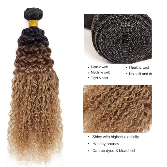 4/27 Human Hair Bundles Ombre Blonde Water Wave Bundle Niegmeag Virgin Soft and Sikly Remy Hair 3 Bundles 16 18 20 Inch Double Weft Hair Weave