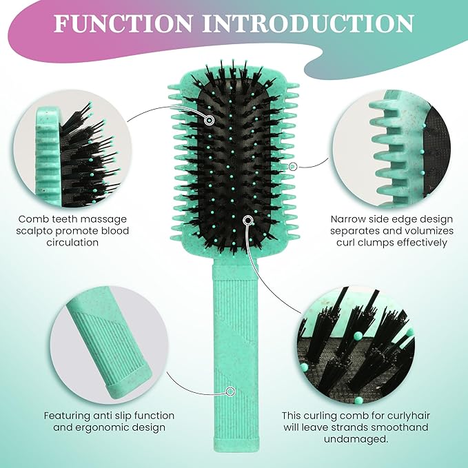 Curly Hair Brush 2 Pack, Volume Curl Defining Brush for Effortlessly Detangling Shaping and Styling Women's Curls, Reduce Pulling