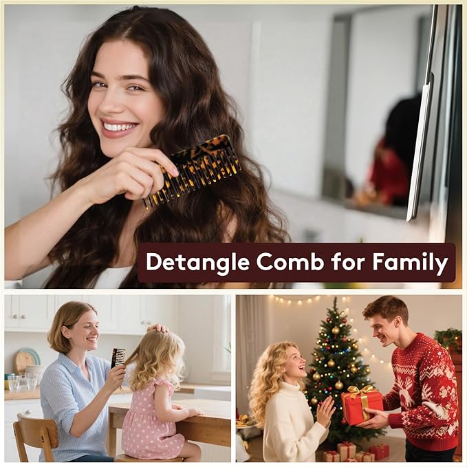 Wide Tooth Comb for Curls & Thick Hair - Large Detangling Comb for Women, 6 Inch Full-hand Length Acetate (Anti-Static), Wet/Dry Use, Reduces Breakage, (Tokyo)