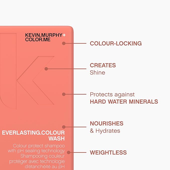 KEVIN.MURPHY EVERLASTING.COLOUR WASH - Hair Colour Shampoo - Colour Protect Hair Care - pH Balanced Shampoo - Sulphate Free - 250 mL / 8.4 fl oz (Pack of 2)