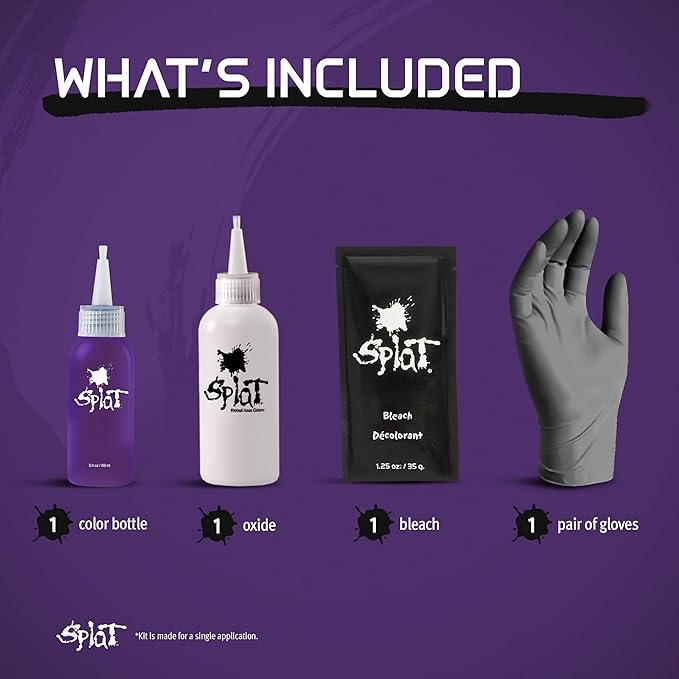 Splat Lusty Lavender Semi Permanent Hair Dye Kit with Bleach, 1 Application, Includes Purple Hair Dye, Oxide & Bleach Powder, Vegan & Cruelty Free Hair Color