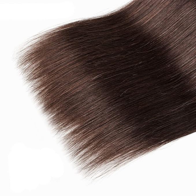 Color 4 Bundles Human Hair Dark Brown Straight Bundle Niegmeag Brazilian Virgin Remy Hair 3 Bundles 24 26 28 Inch Double Weft Soft and Silky Chocolate Brown Straight Bundle 150g